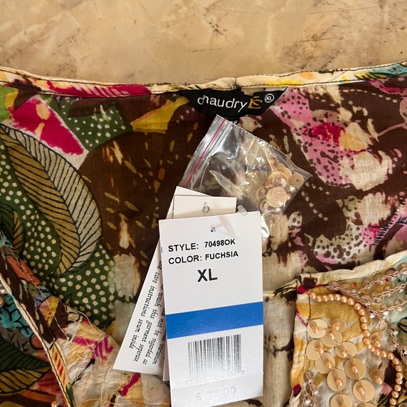 Women’s Multi Color Blouse Chaudry KC Size XL NWT - Picture 5 of 6